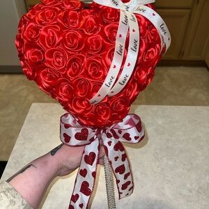 Romantic Red Rose Heart with Love Ribbon